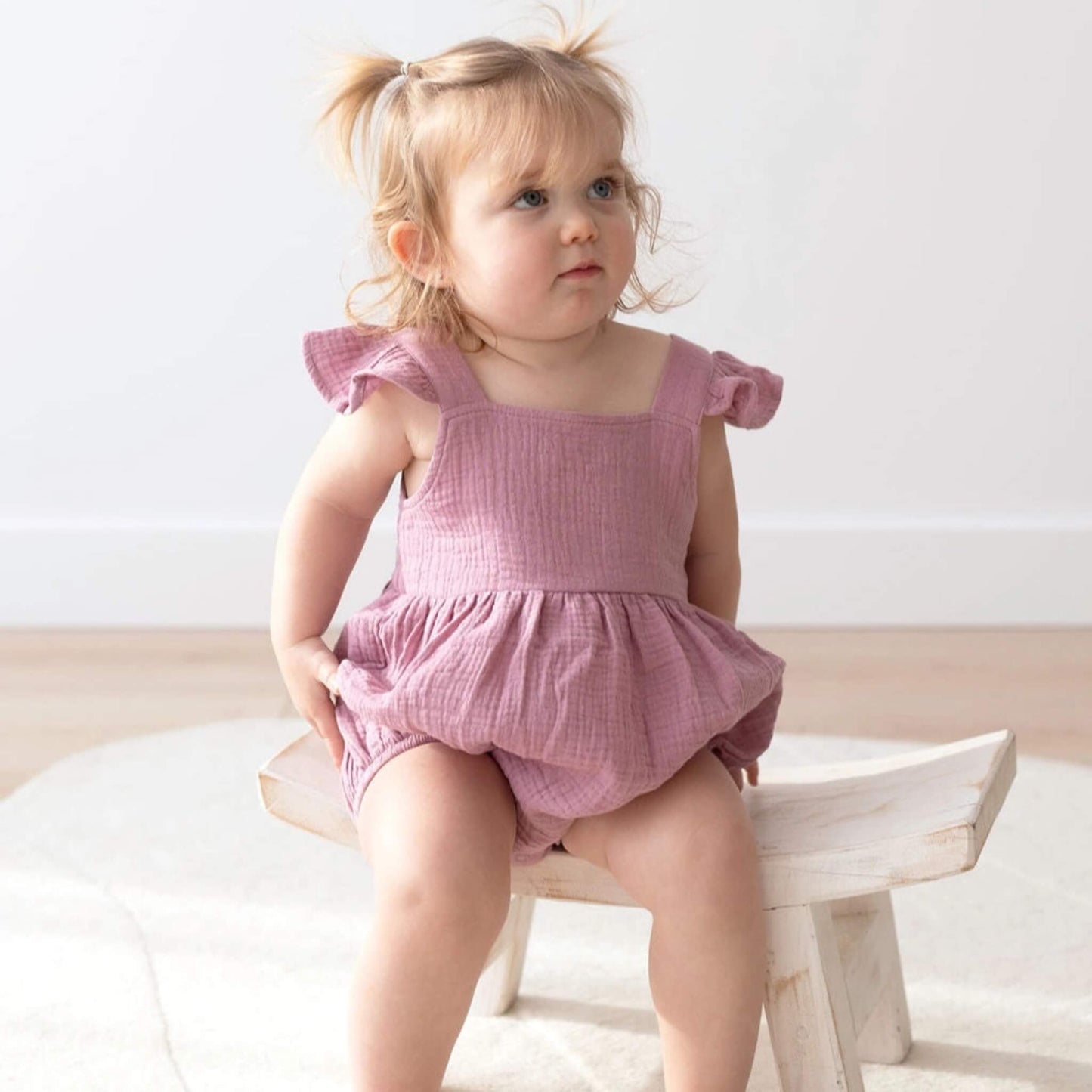 Organic Baby & Toddler Flutter Bubble Romper - Mauve