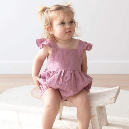 Organic Baby & Toddler Flutter Bubble Romper - Mauve