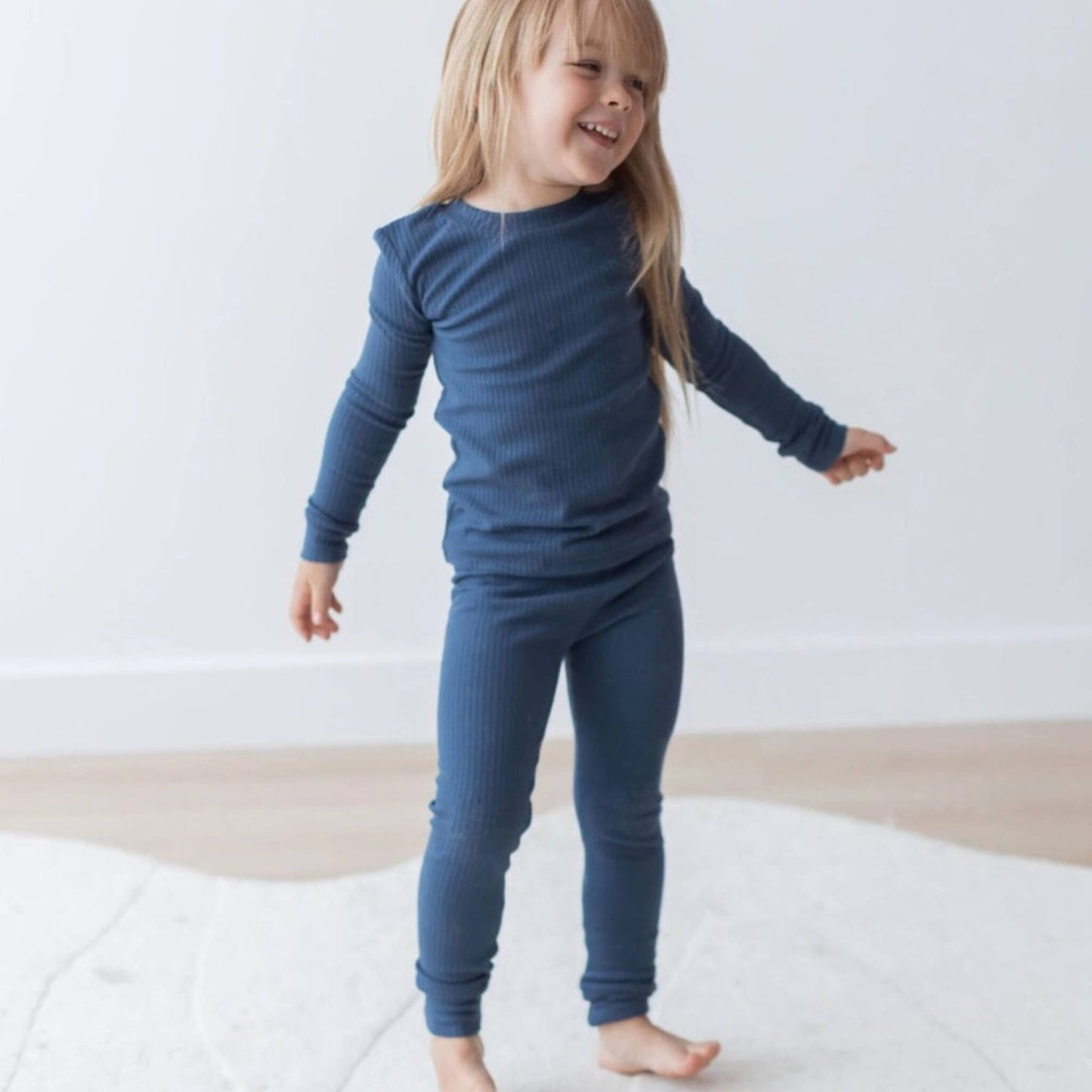 Organic Baby & Toddler Ribbed Lounge Set - Navy