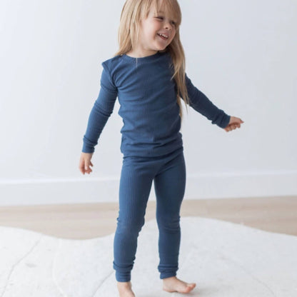 Organic Baby & Toddler Ribbed Lounge Set - Navy