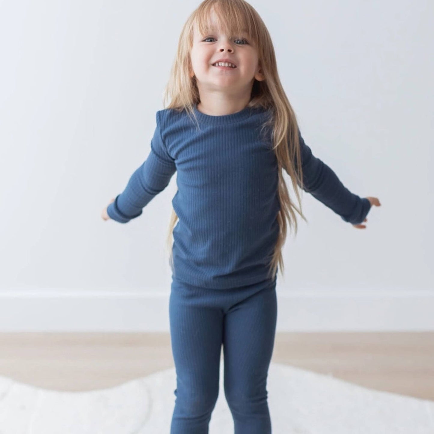 Organic Baby & Toddler Ribbed Lounge Set - Navy