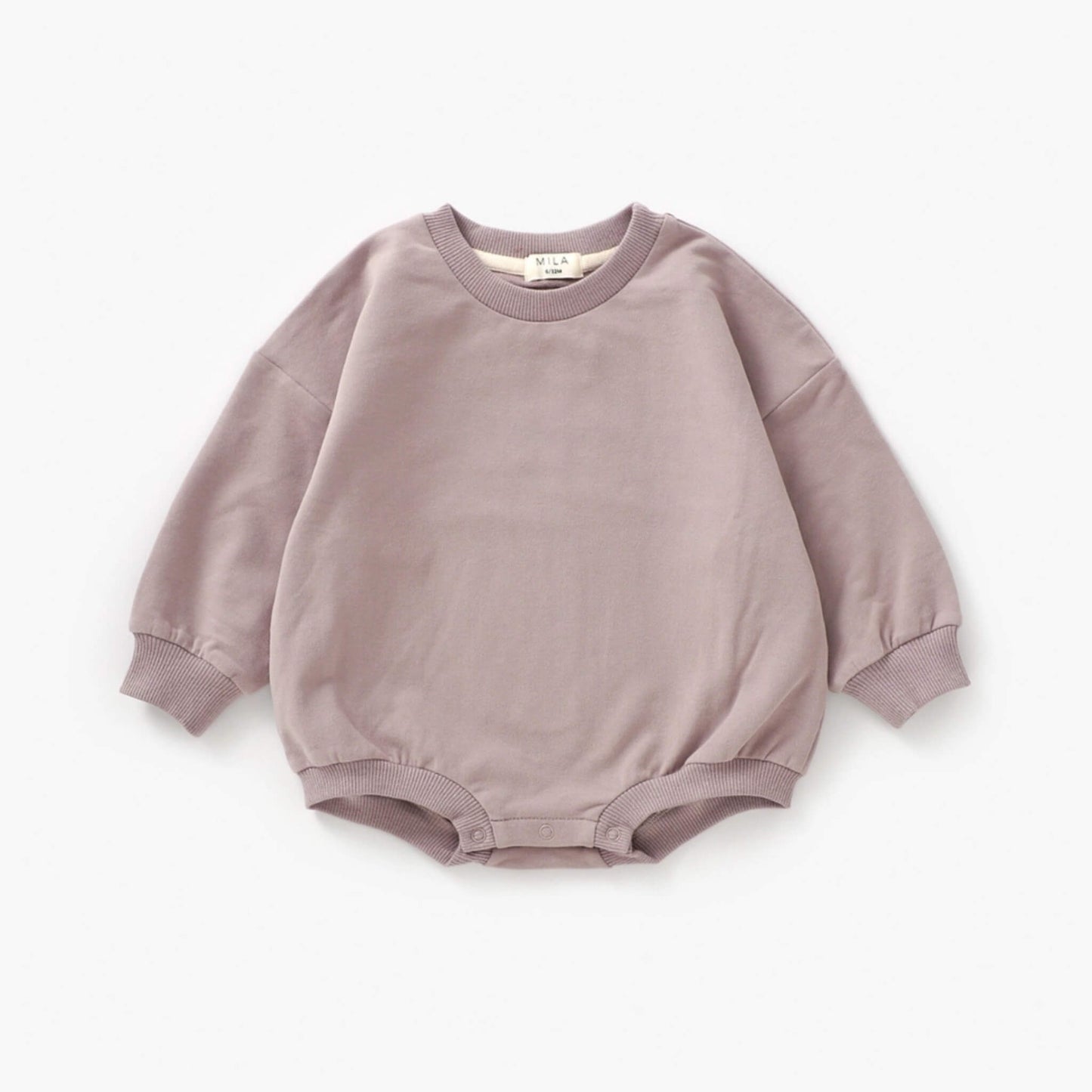 Organic Baby & Toddler Sweatshirt Bubble Romper - Pale Mulberry
