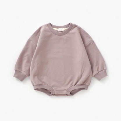 Organic Baby & Toddler Sweatshirt Bubble Romper - Pale Mulberry