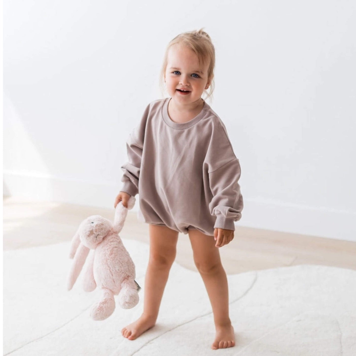 Organic Baby & Toddler Sweatshirt Bubble Romper - Pale Mulberry
