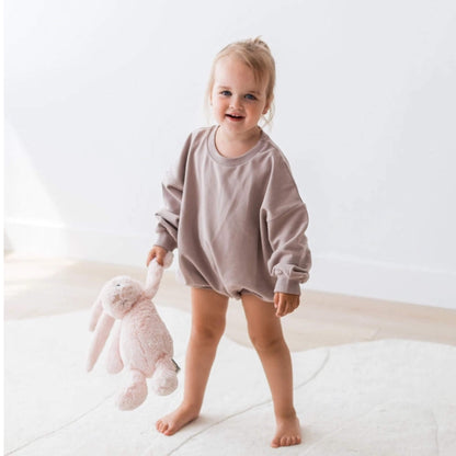 Organic Baby & Toddler Sweatshirt Bubble Romper - Pale Mulberry