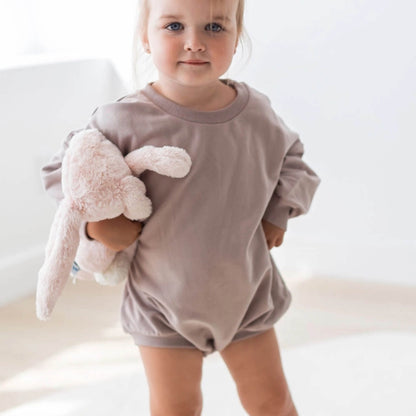Organic Baby & Toddler Sweatshirt Bubble Romper - Pale Mulberry