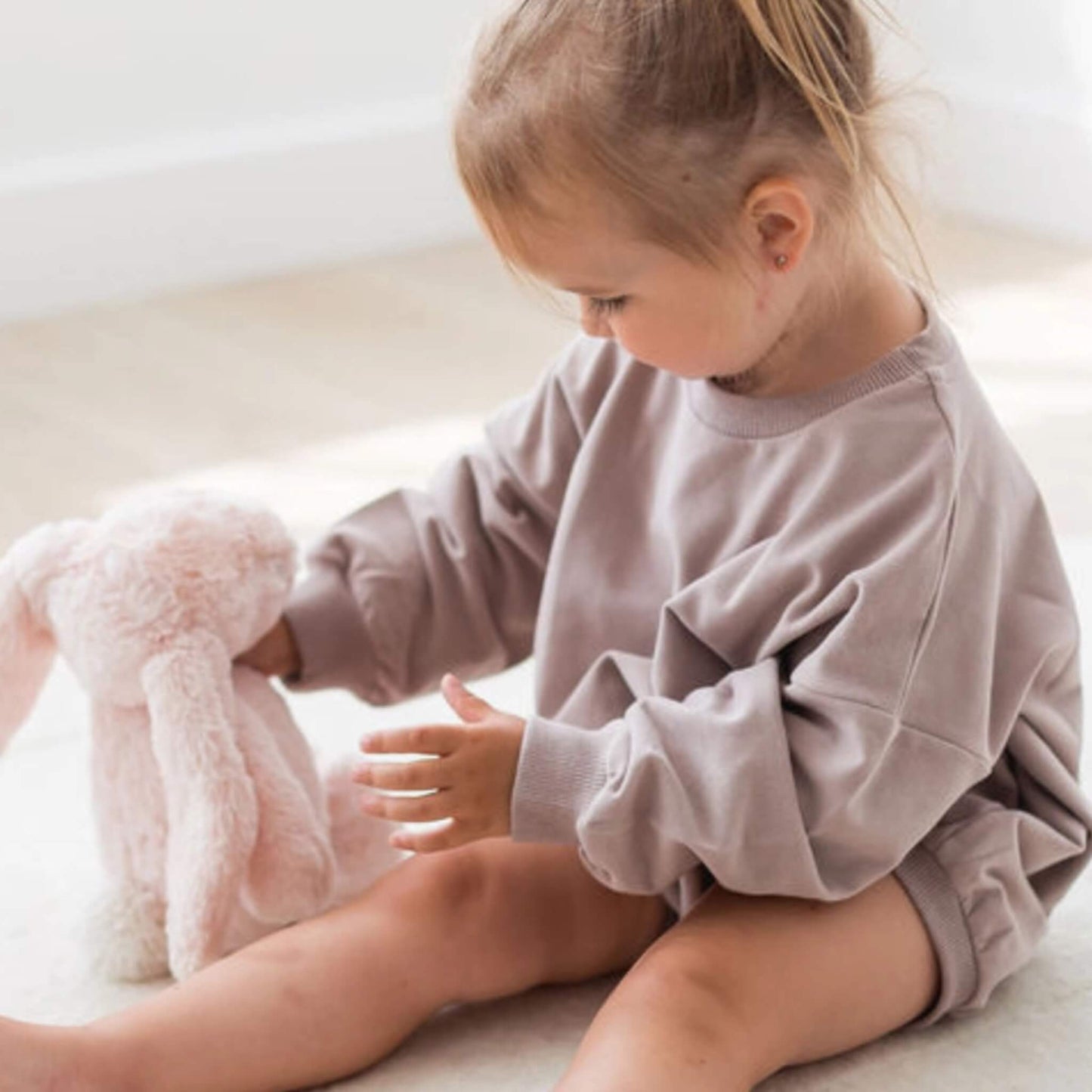Organic Baby & Toddler Sweatshirt Bubble Romper - Pale Mulberry