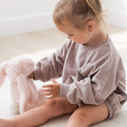 Organic Baby & Toddler Sweatshirt Bubble Romper - Pale Mulberry