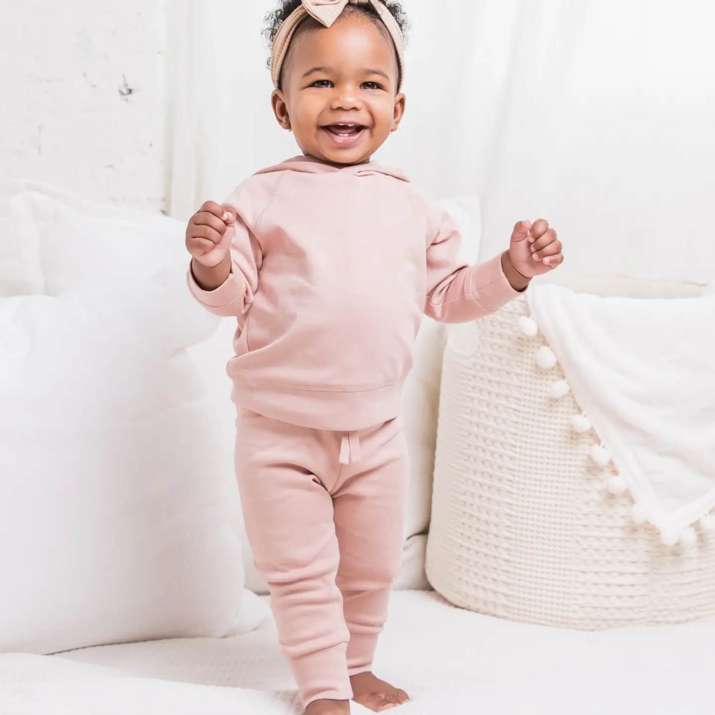 Organic Baby and Kids Madison Hooded Pullover - Blush