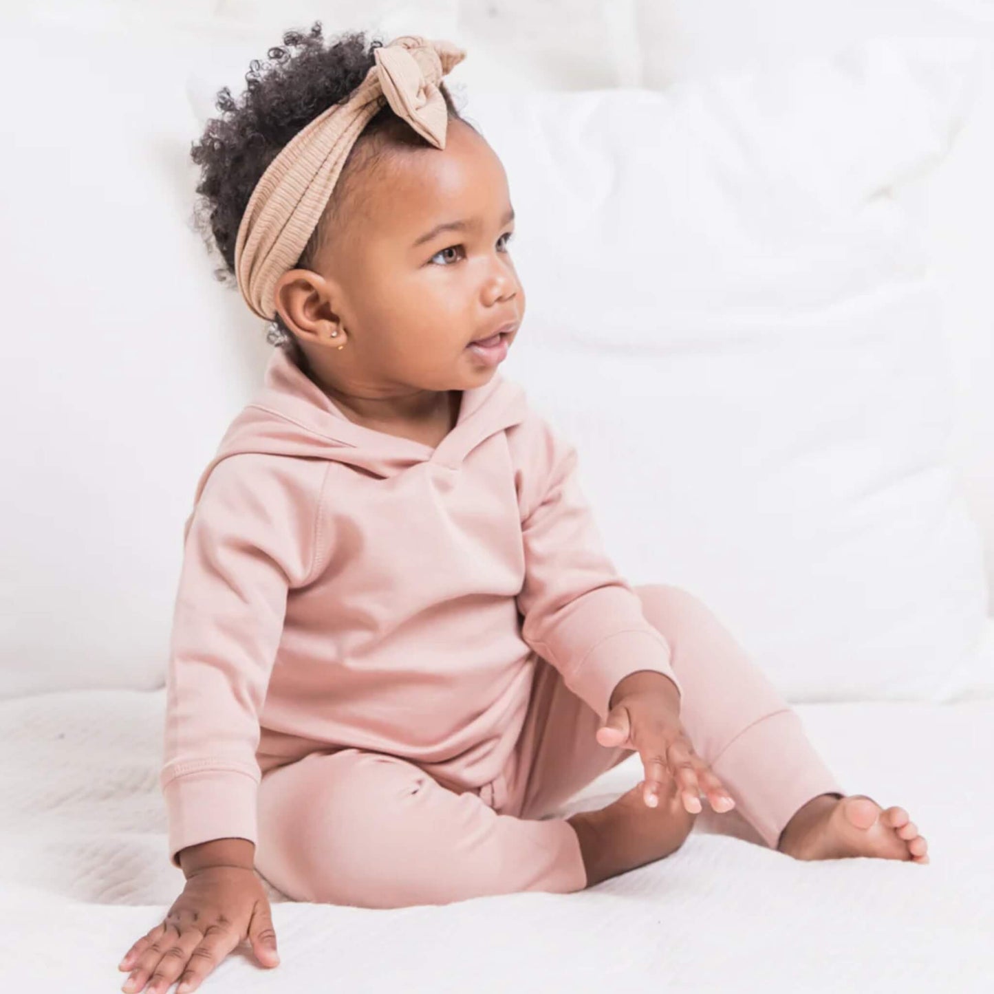 Organic Baby and Kids Madison Hooded Pullover - Blush