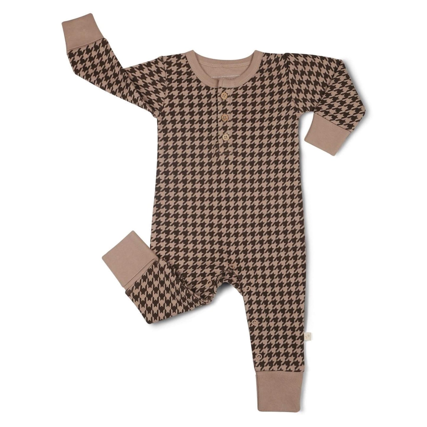 Organic Button Baby Romper - Houndstooth