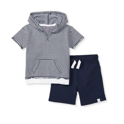Organic Baby & Toddler Boy Classic Stripe Hooded Top & Shorts Set