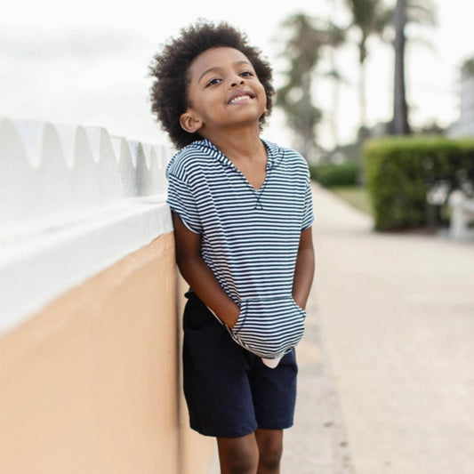 Organic Baby & Toddler Boy Classic Stripe Hooded Top & Shorts Set