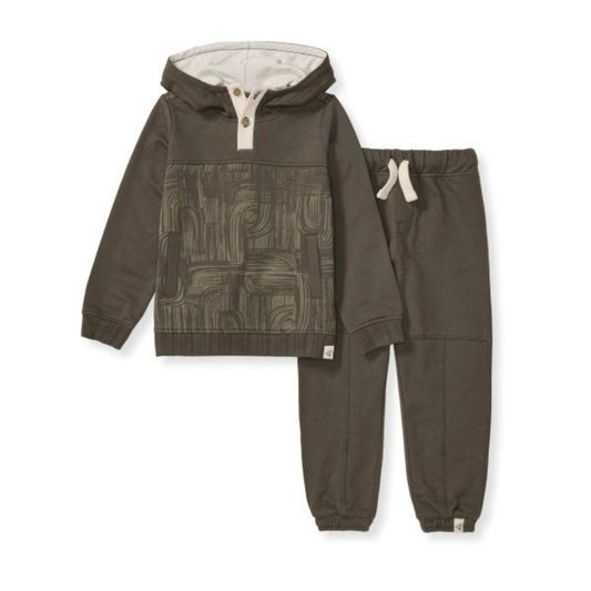 Organic Toddler Hooded Sweatshirt and Joggers Set - Abstract Waterfalls
