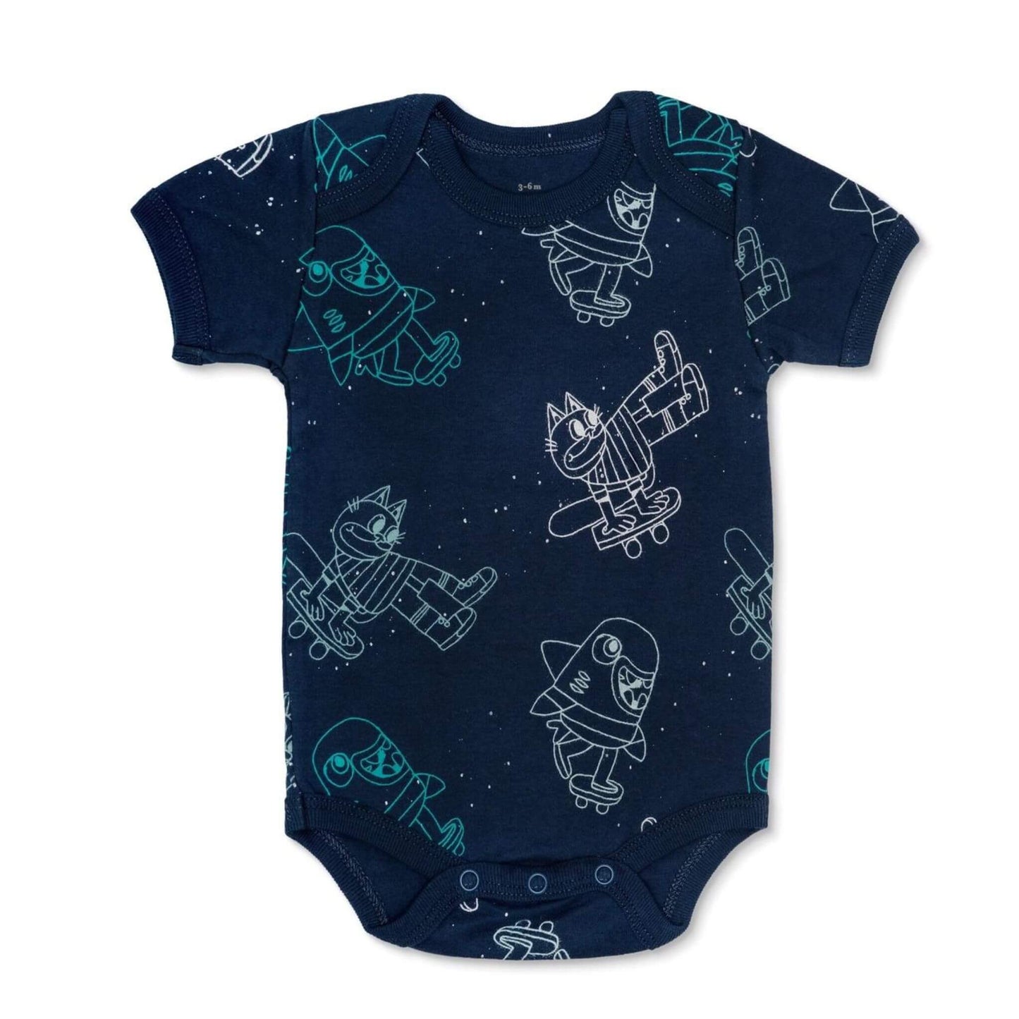 Organic Cotton Baby Bodysuit - Skater Cats
