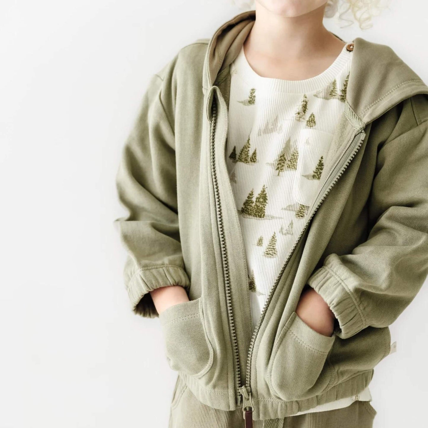Organic Cotton Baby & Toddler Hooded Jacket - Olive