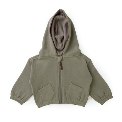 Organic Cotton Baby & Toddler Hooded Jacket - Olive