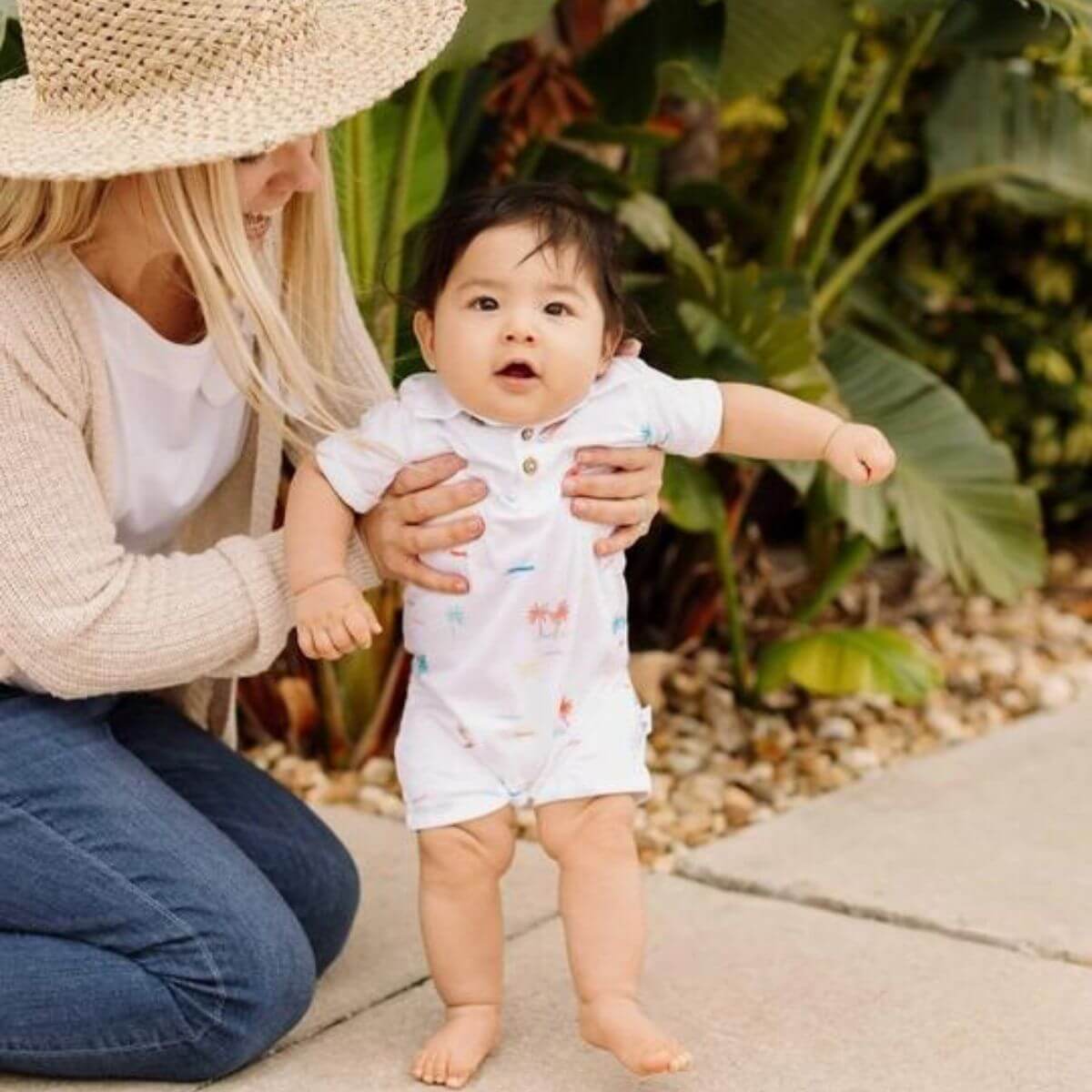 Organic Cotton Beach Shack Polo Baby Romper