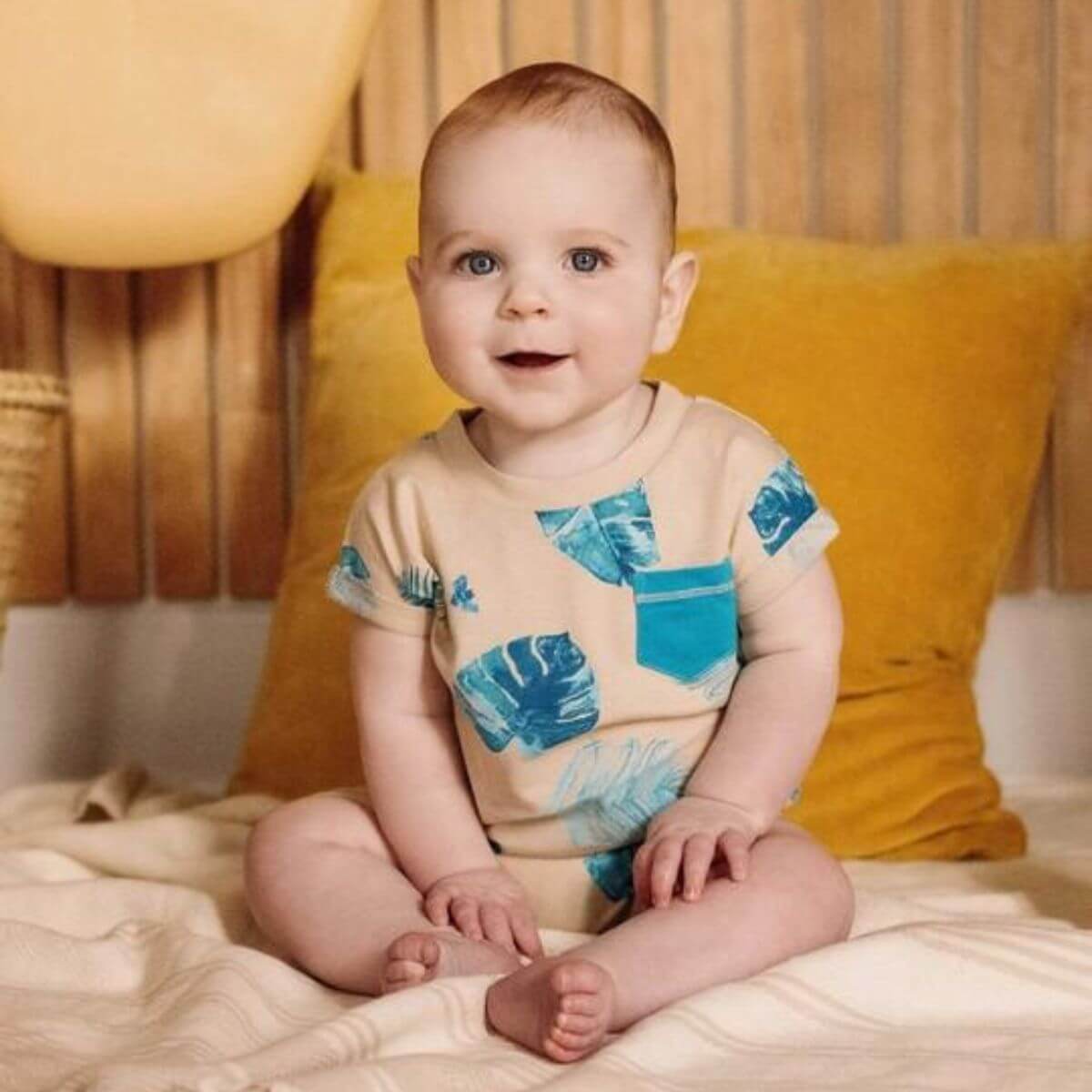 Organic Cotton Bold Palms Baby Romper