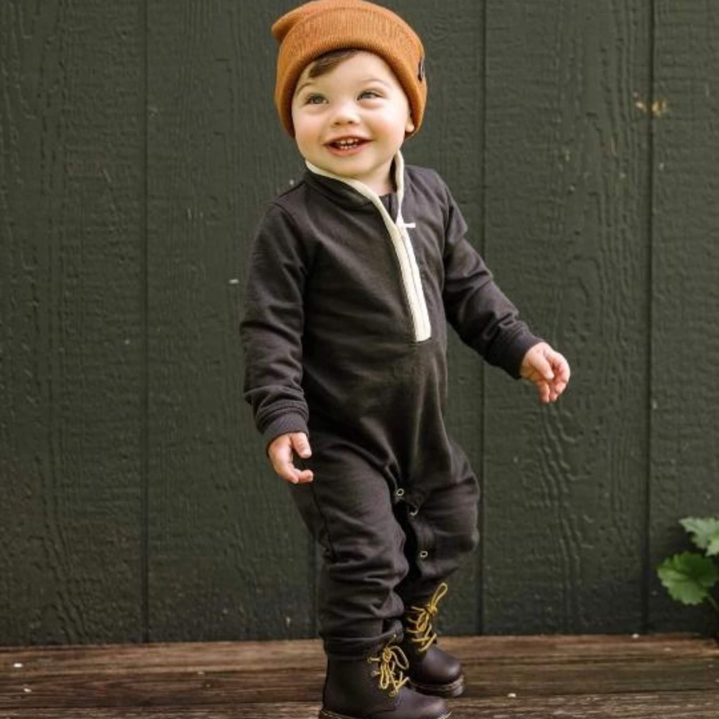 Organic Cotton Quarter Zip Baby & Toddler Romper