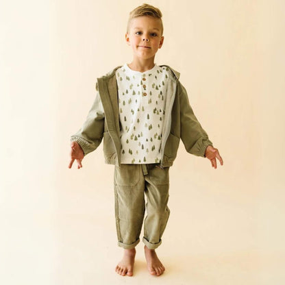 Organic Cotton Baby & Toddler Hooded Jacket - Olive
