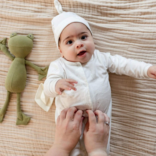 Organic Frog Baby Boy Jumpsuit & Hat Set