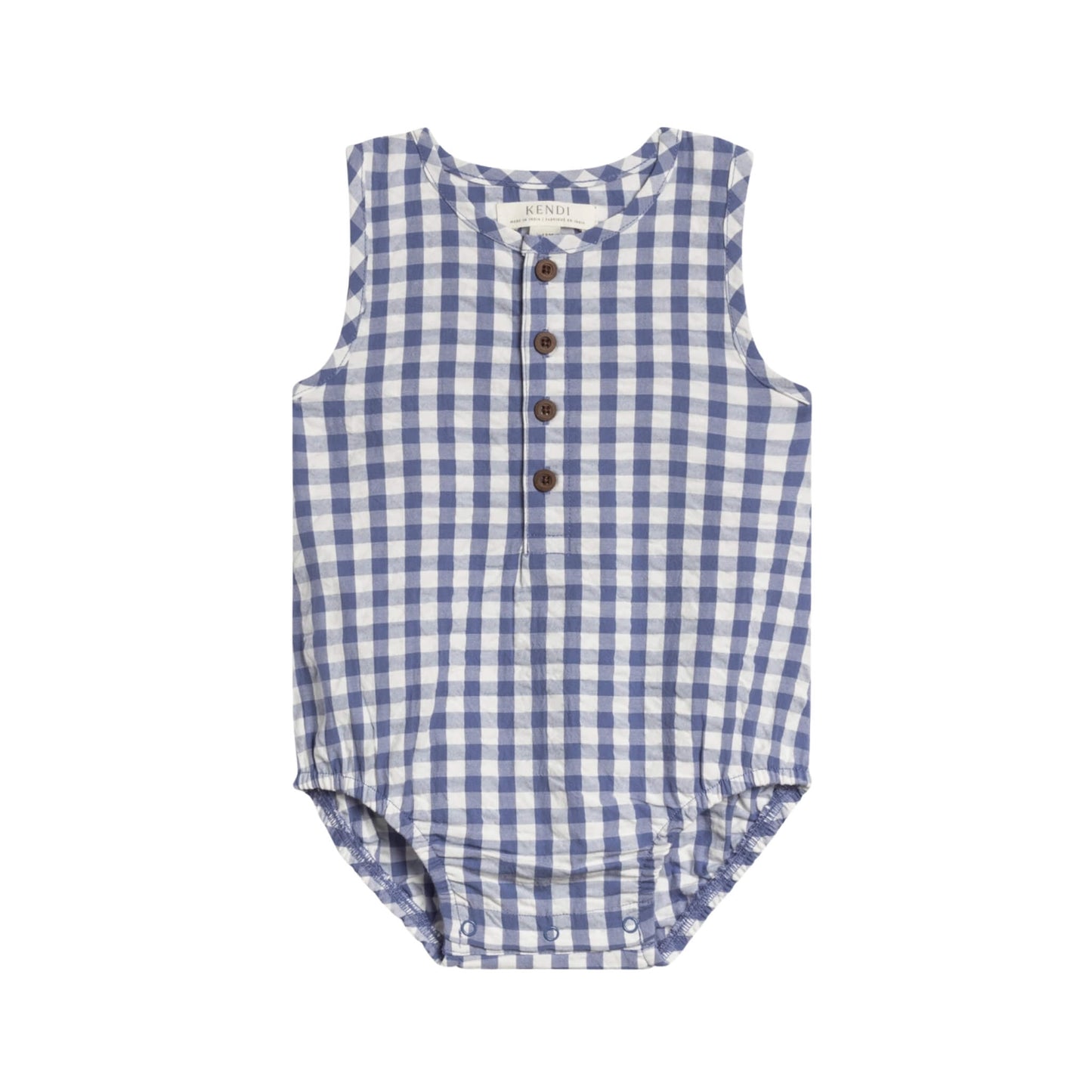 Organic Seersucker Baby Bubble Romper - Marino Gingham