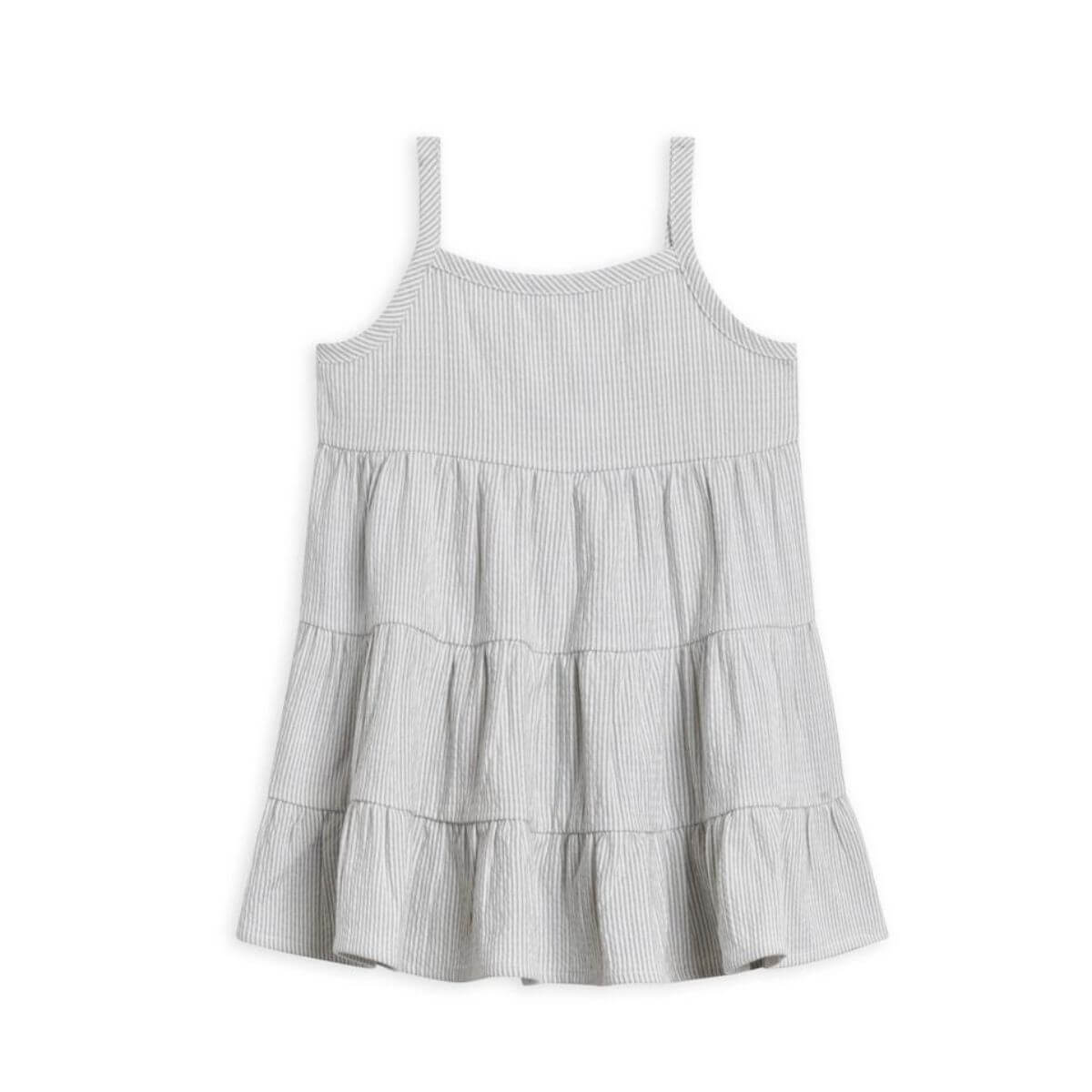 Organic Toddler Cari Seersucker Tiered Dress - Shore Stripe / Mist