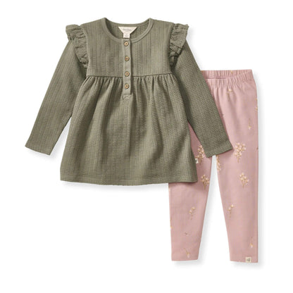 Organic Toddler Girl Budding Beauty Tunic & Pants Set