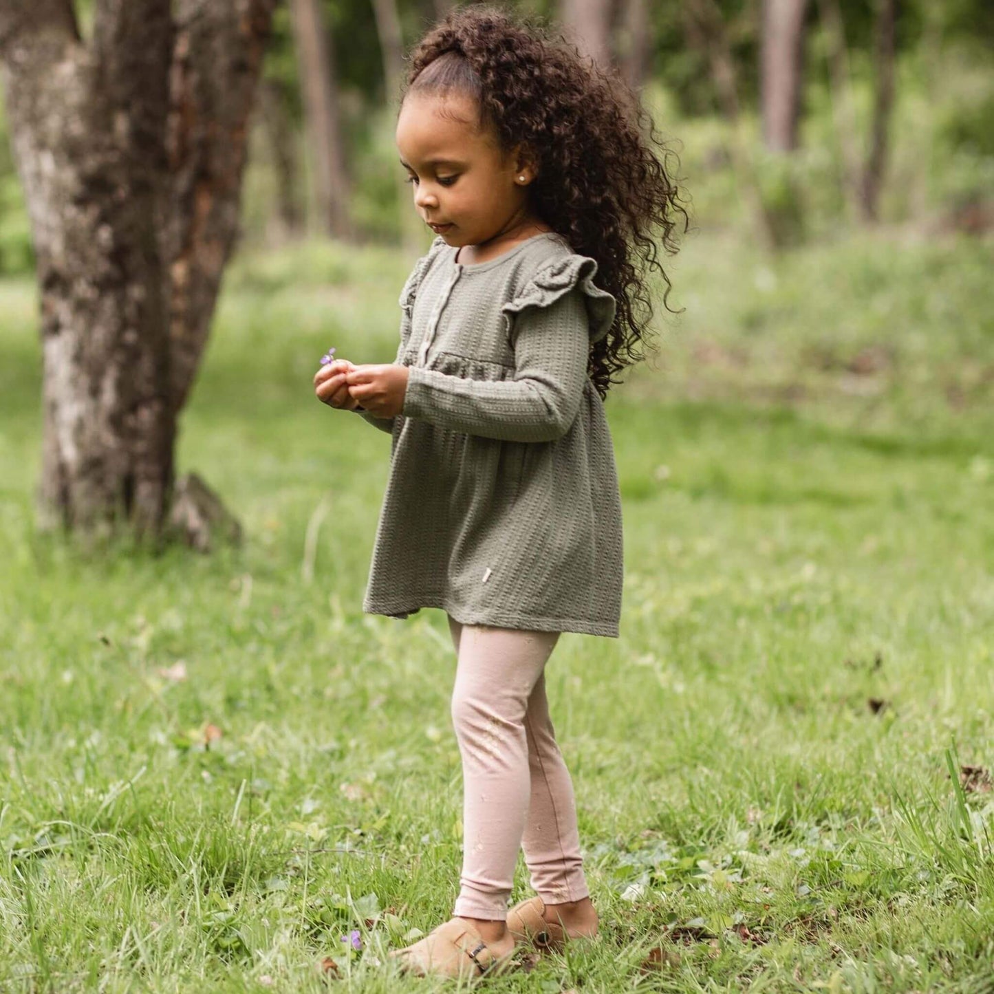 Organic Toddler Girl Budding Beauty Tunic & Pants Set