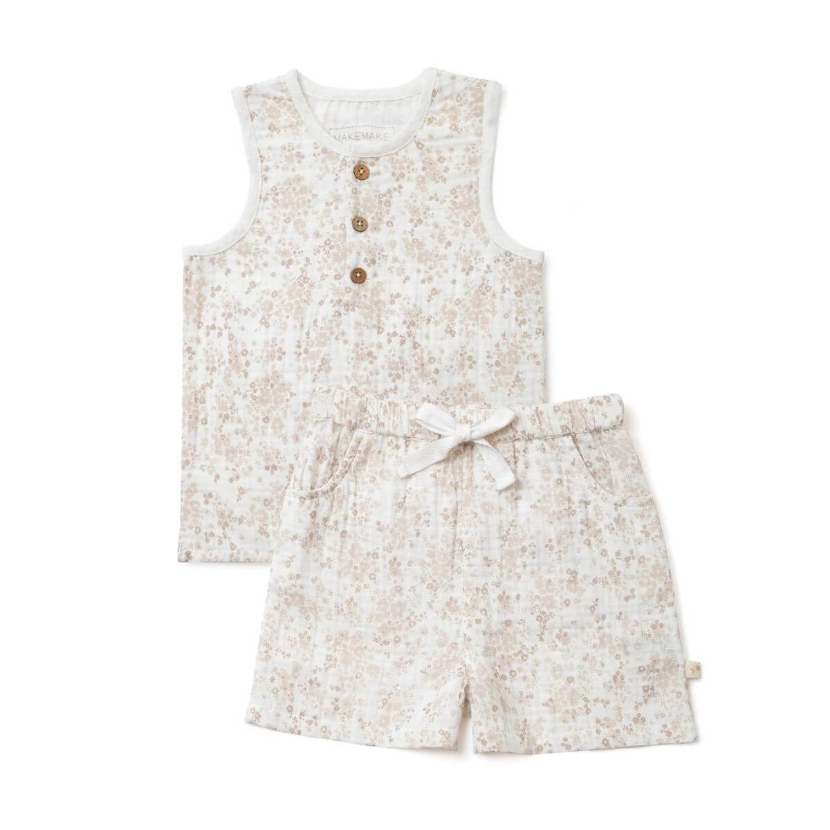 Organic Toddler Outfit / Tank & Shorts Set - Floral Summer Bloom