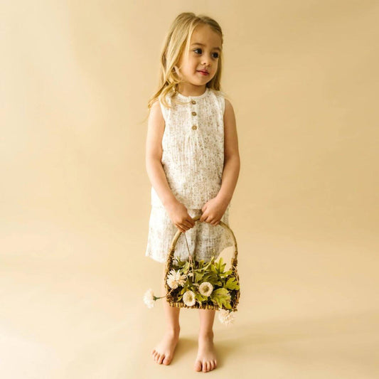 Organic Toddler Outfit / Tank & Shorts Set - Floral Summer Bloom