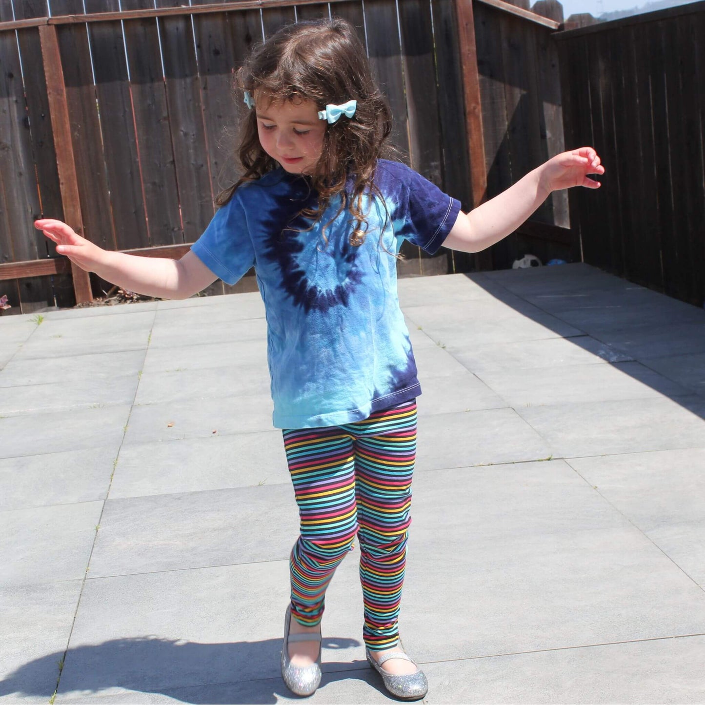 Organic Toddler Reinforced Knee Leggings - Jewel Stripe