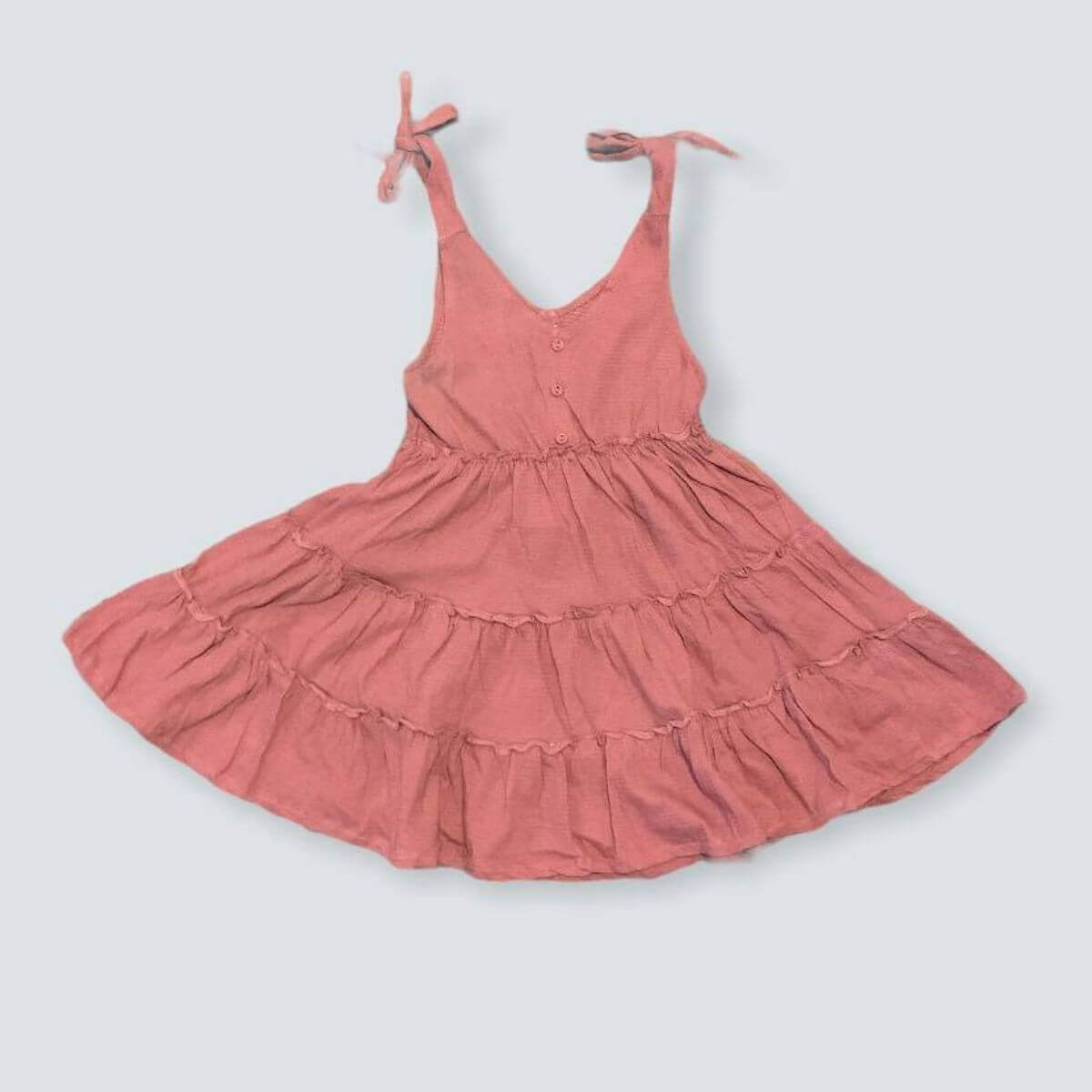 Organic Kid Tiered Dress - Dusty Pink
