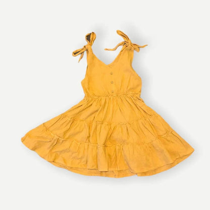Organic Toddler / Kid Tiered Dress - Sunflower Gold