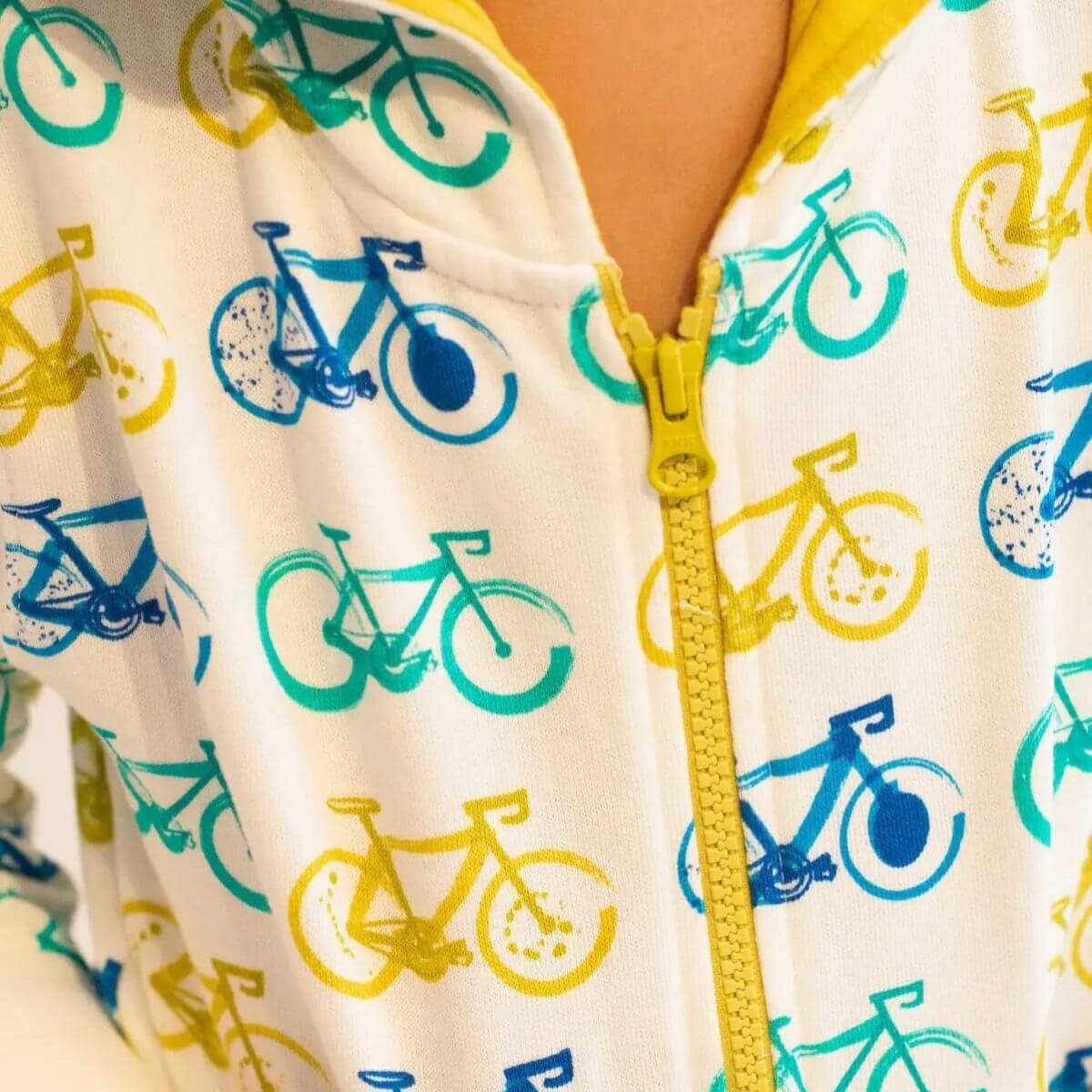 Organic Toddler Zip Hoodie - Bicycles