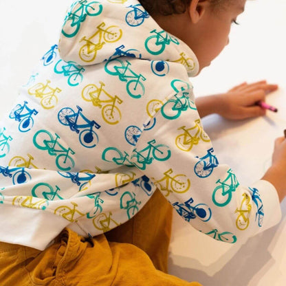 Organic Toddler Zip Hoodie - Bicycles