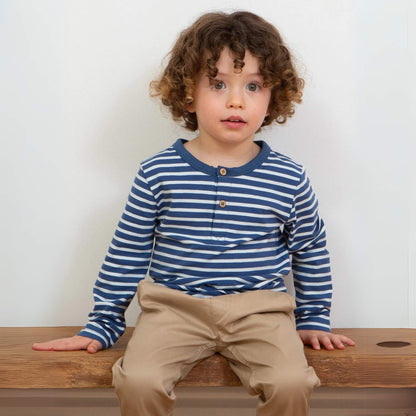 Organic Toddler & Kid Boys Stripe Long Sleeve Henley