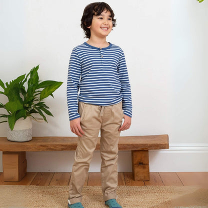 Organic Toddler & Kid Boys Stripe Long Sleeve Henley