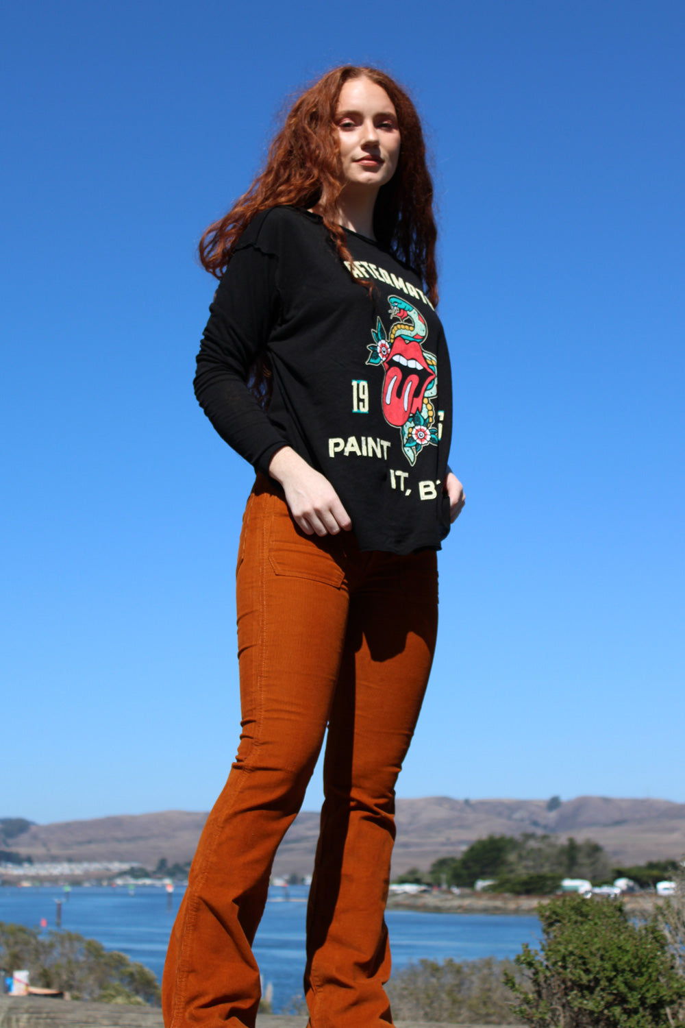 Women's Organic Rolling Stones Paint It Black Long Sleeve