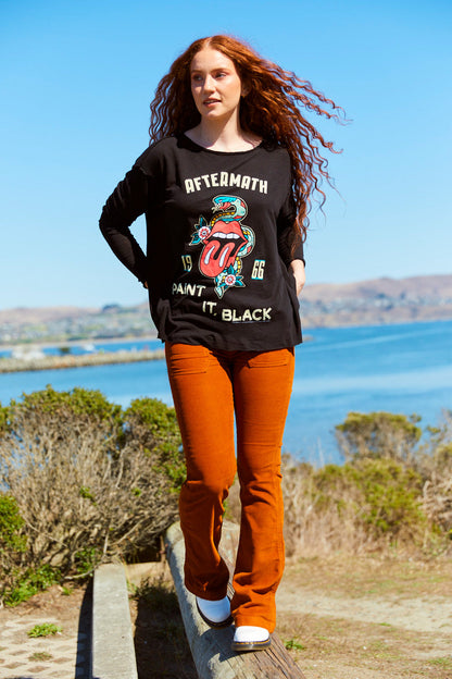 Women's Organic Rolling Stones Paint It Black Long Sleeve