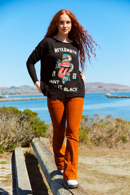Women's Organic Rolling Stones Paint It Black Long Sleeve