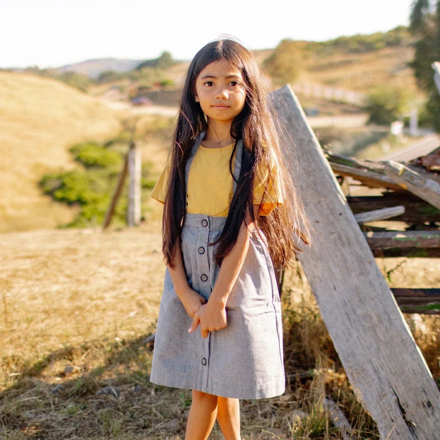 Girls Organic Parker Pinafore 2-in-1 Skirt