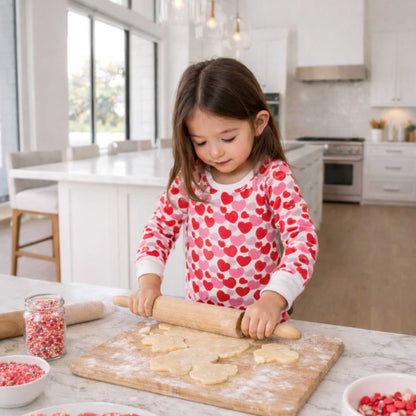 Organic Kids Pajamas - Red & Pink Hearts