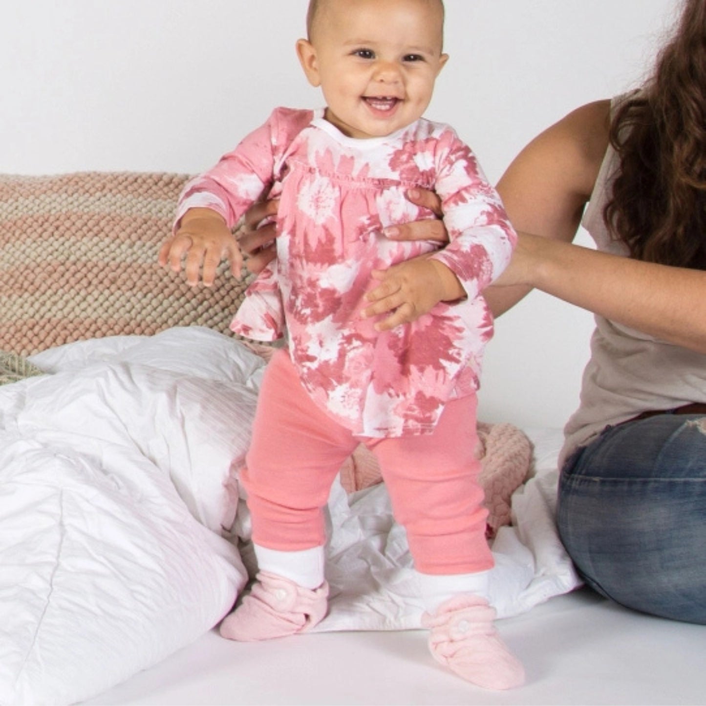 Quilted Bee Organic Cotton Baby Booties - Blossom