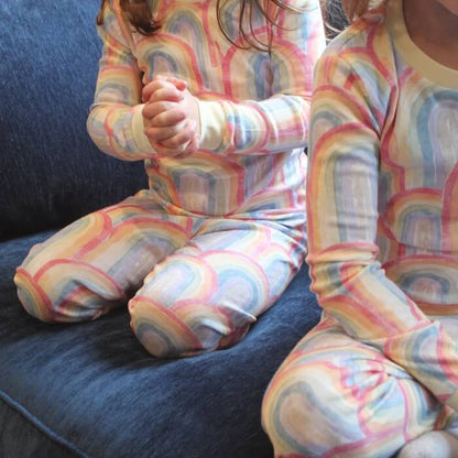 Organic Toddler Pajamas Set - Retro Rainbow