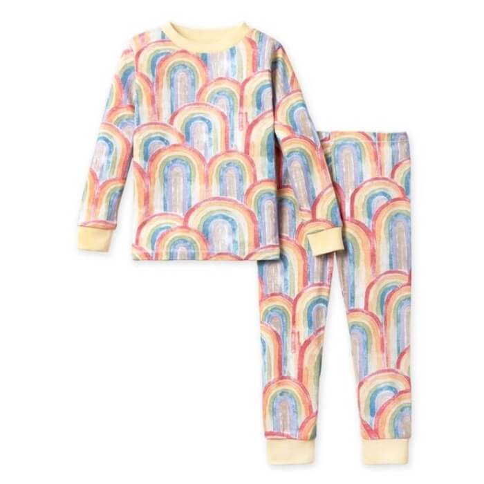 Organic Toddler Pajamas Set - Retro Rainbow