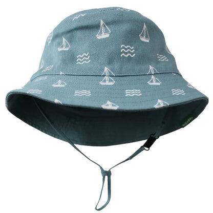 Reversible Organic Baby & Toddler Bucket Hat - Sailboats