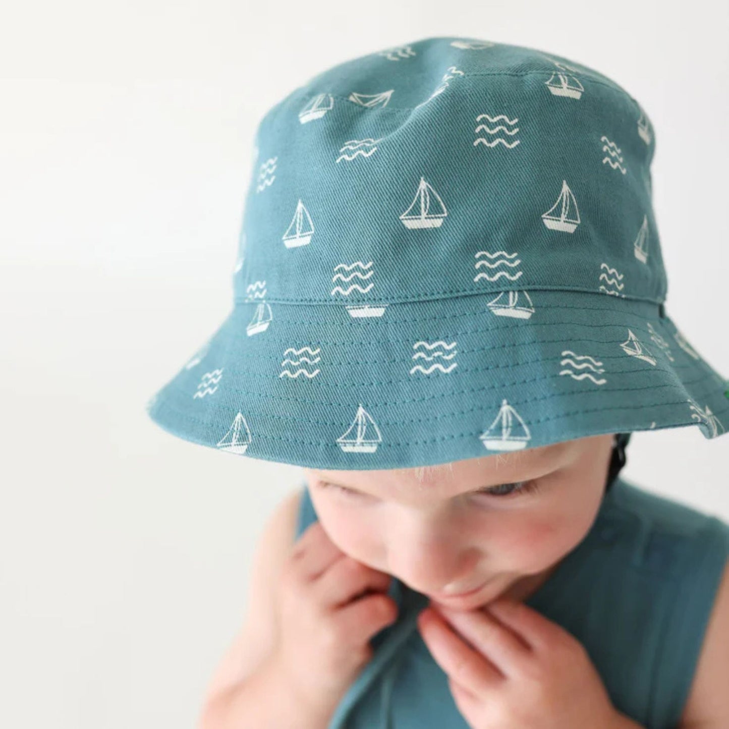 Reversible Organic Baby & Toddler Bucket Hat - Sailboats
