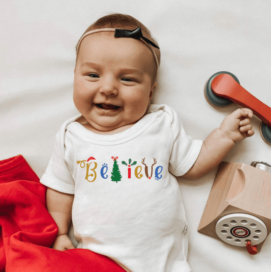 Organic Baby Gaphic Bodysuit - Believe